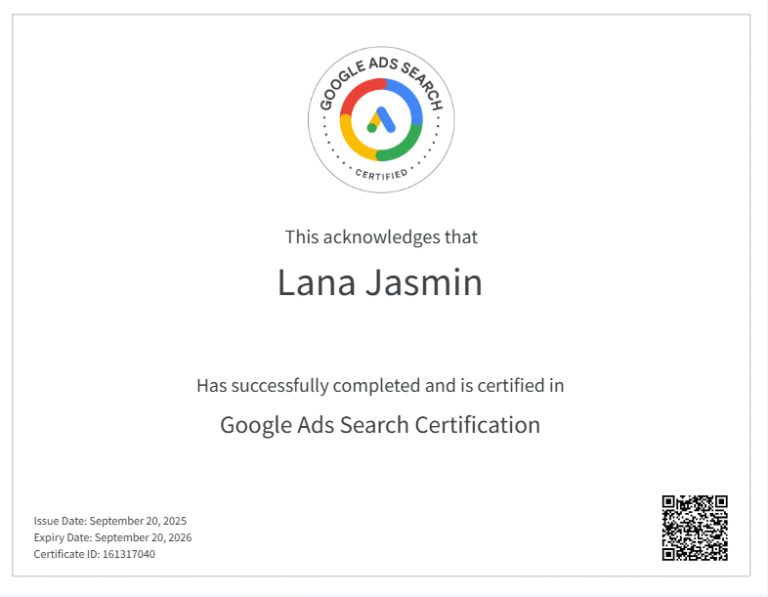 GOOGLE ADS SEARCH CERTIFICATE